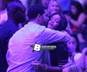 Drake and Rihanna at the Clippers game in LA