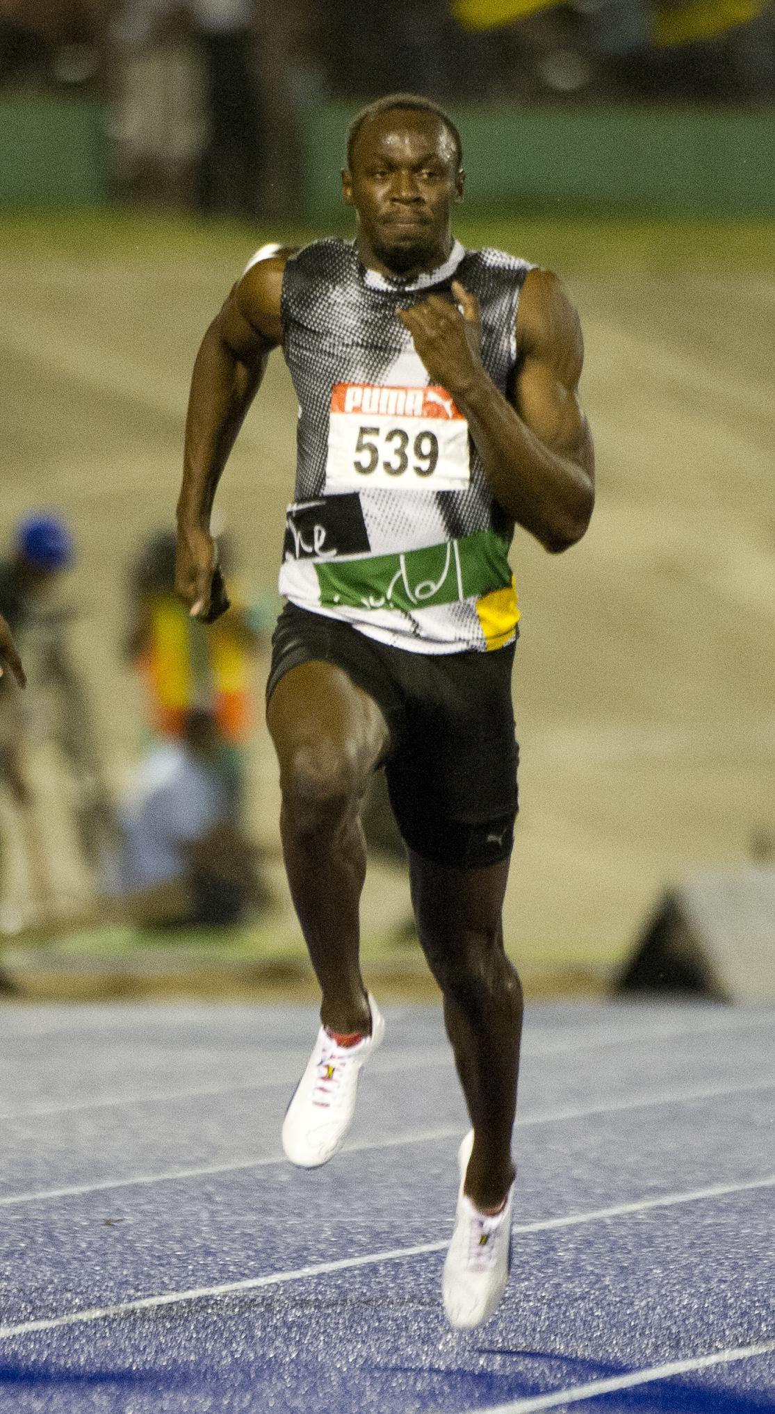 Jamaican sprinter Usain Bolt runs during