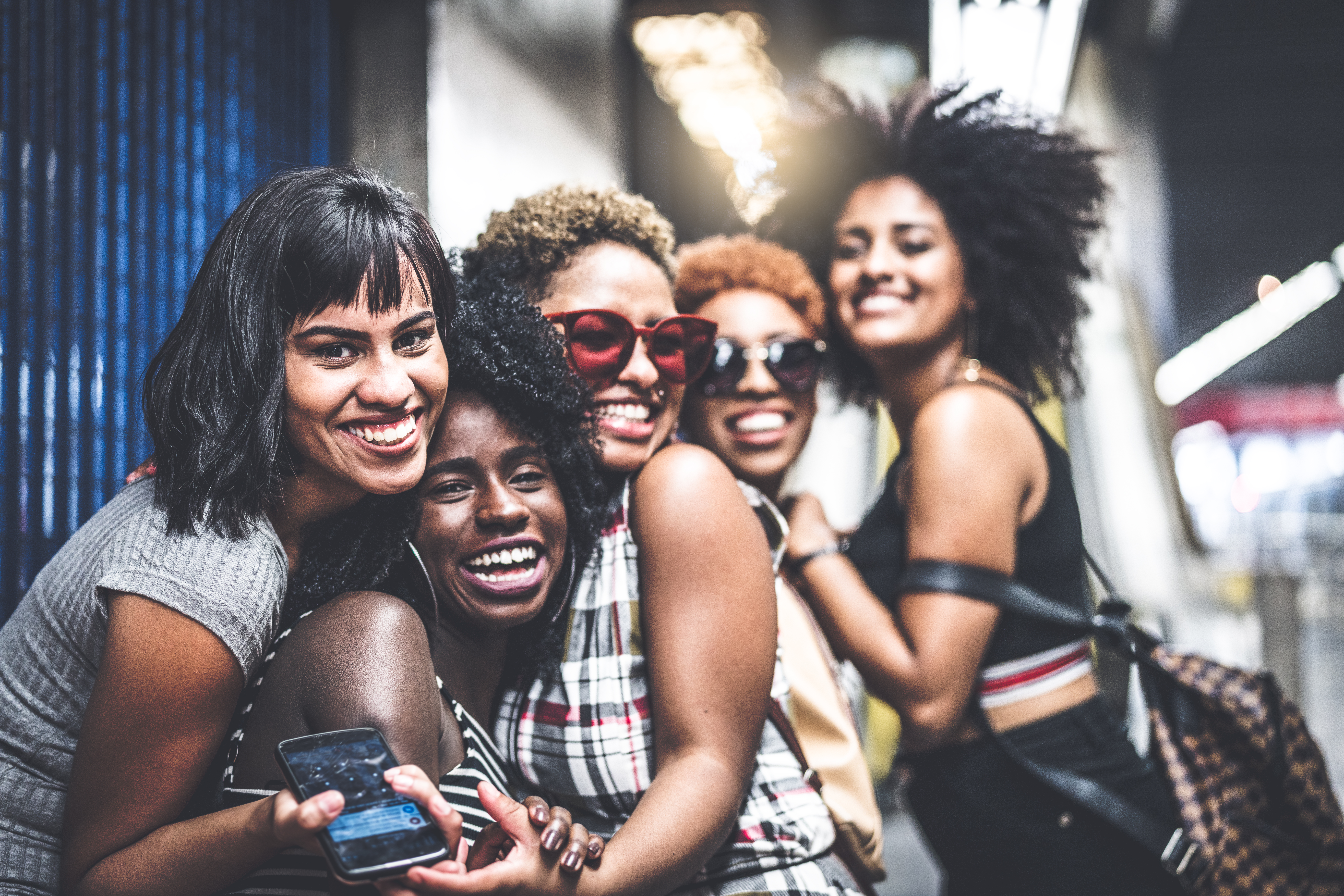 Friends at subway station