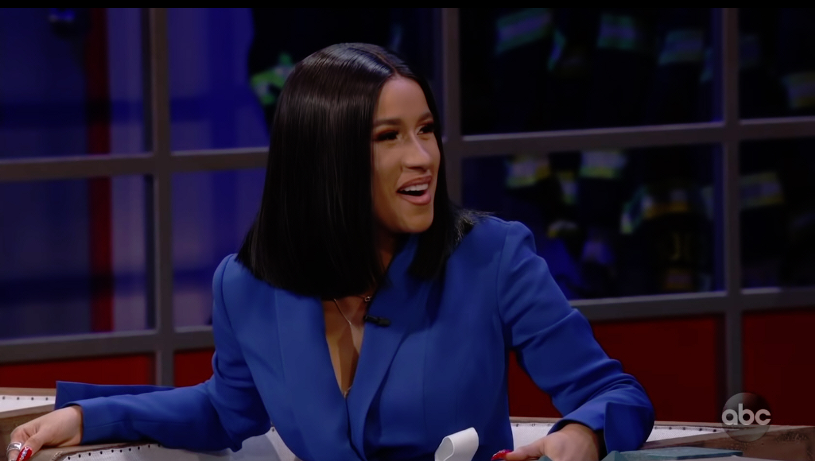 Cardi B during an appearance on ABC's Jimmy Kimmel Live!'