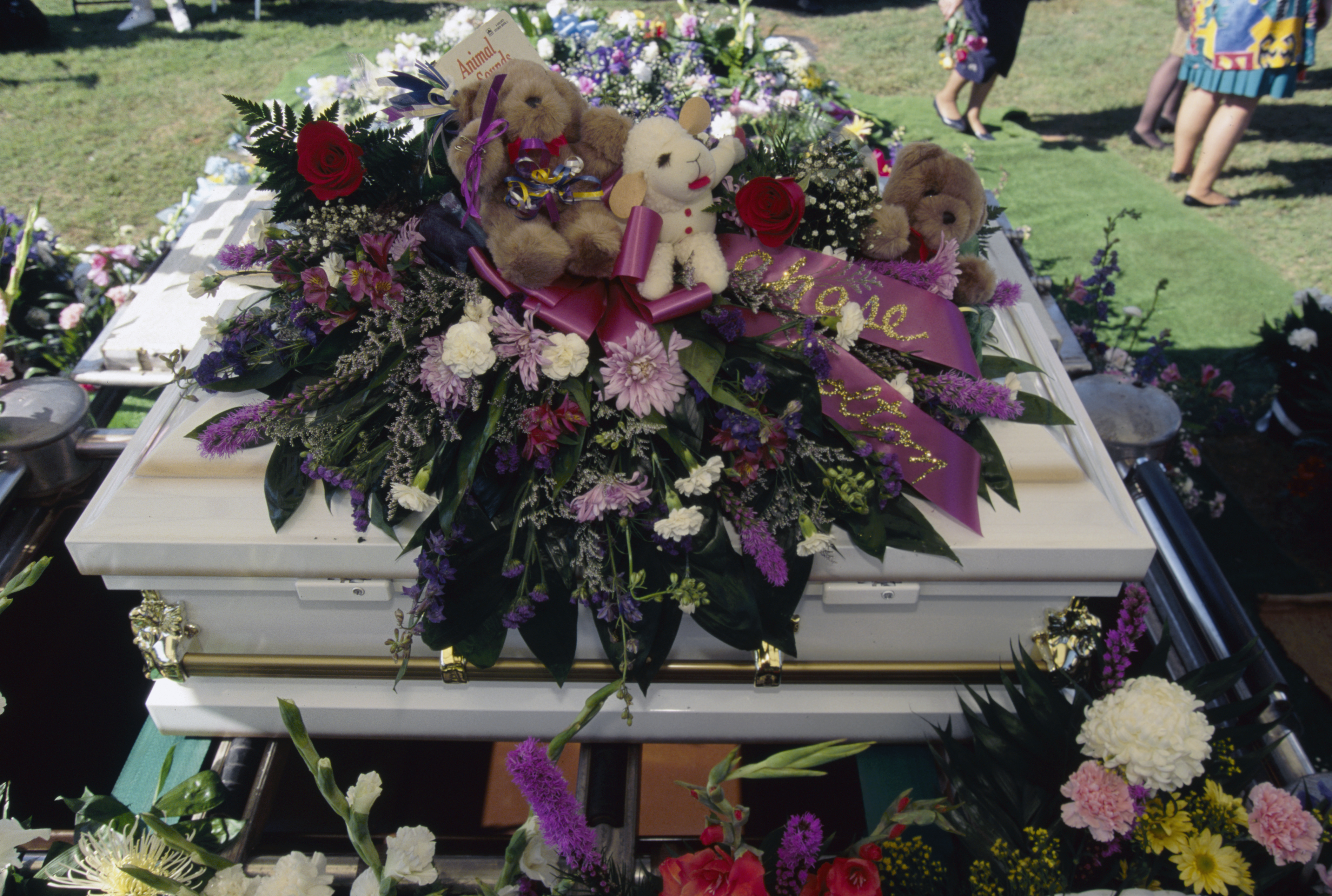 Two Small Caskets for Child Victims of Oklahoma City Bombing