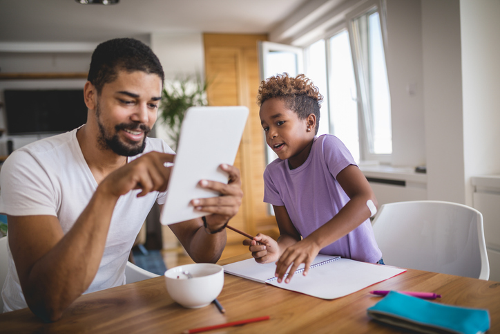 Father and daughter spending the morning together