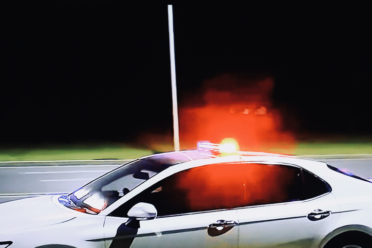 Police vehicle responding to an emergency
