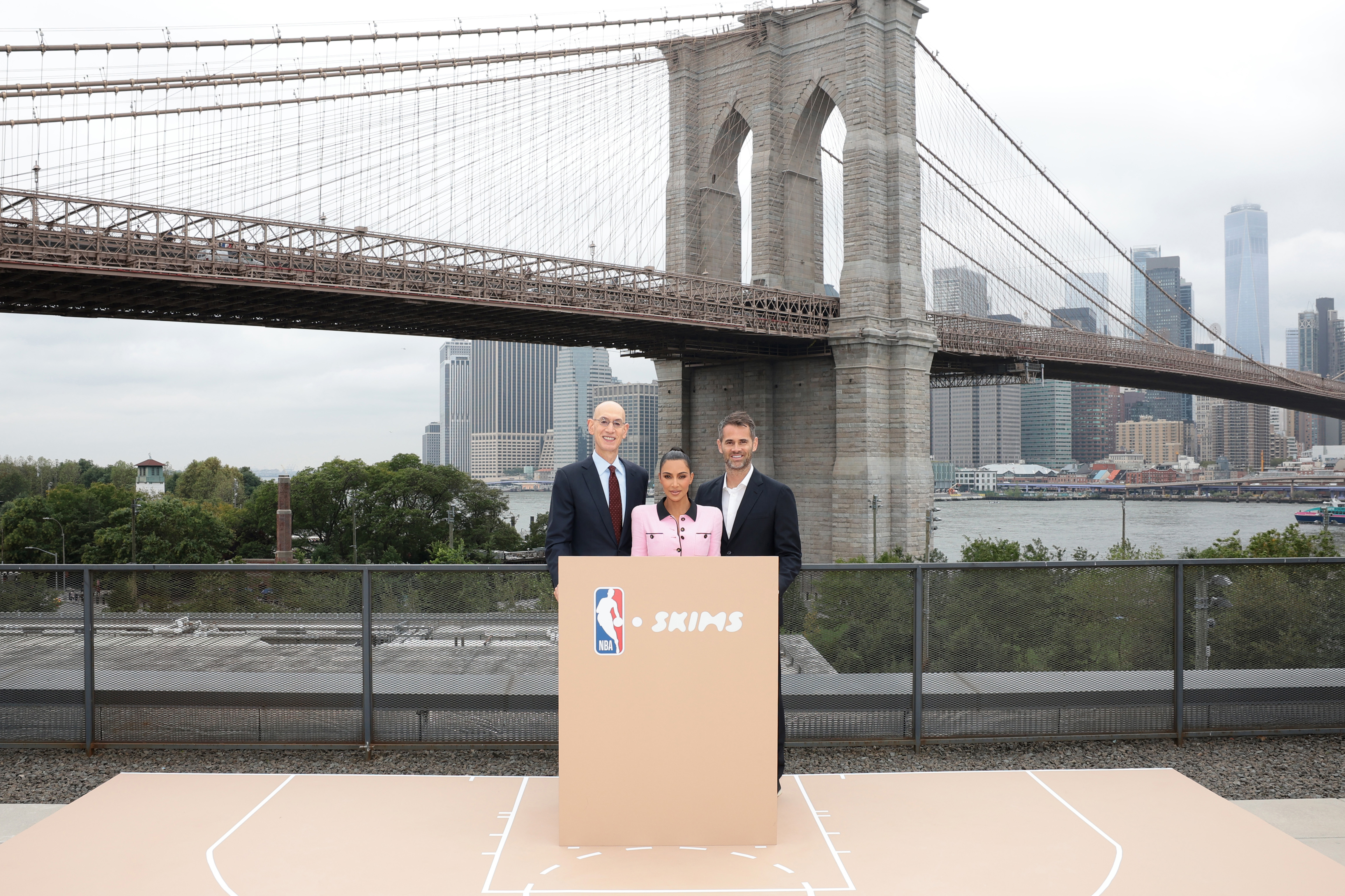 NBA Commissioner Adam Silver, Co-Founder & Creative Director of SKIMS Kim Kardashian and Co-Founder & CEO of SKIMS Jens Grede announce SKIMS x NBA