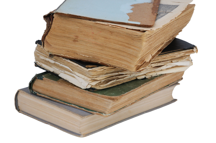 stack of old books isolated on a white background. Back to school